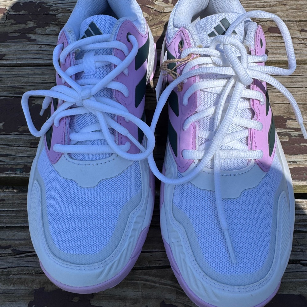 adidas white and purple  sneakers